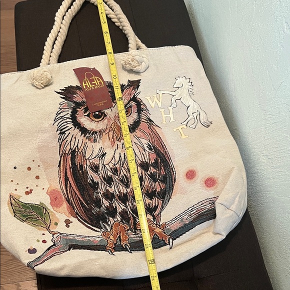 ALFABAGS Handbags - (0336) Owl PrintTote Bag - Cream Color